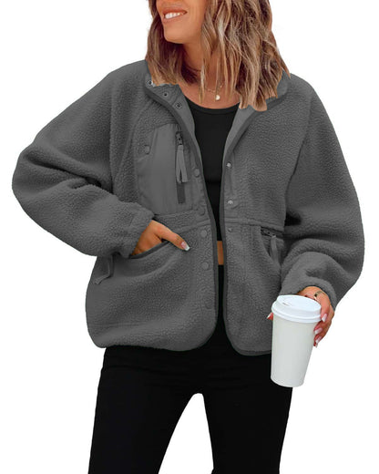 Damen Fleecejacke Weich und Warm mit Taschen