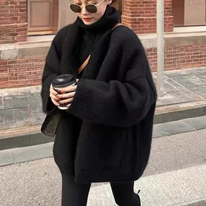 Übergröße Strickjacke Weich Wollmischung V-Ausschnitt