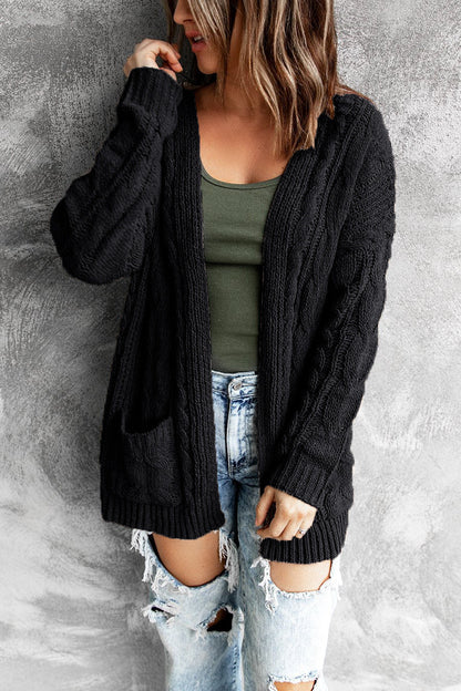Damen Strickjacke Oversized Ärmel und Tieftaschen