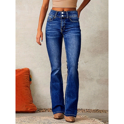Damen Bootcut Jeans Hochwerder Elegant Design