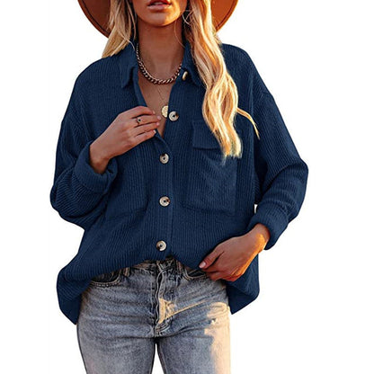 Damen Oversize Bluse mit Struktur und Knöpfen