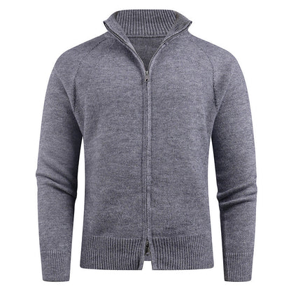 Herren Strickjacke Modern Reißverschluss Hochkragen