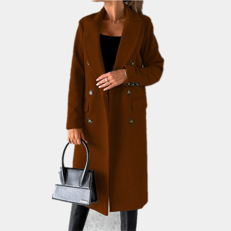 Damen Trenchcoat Klassisch Elegant Mit Taschen