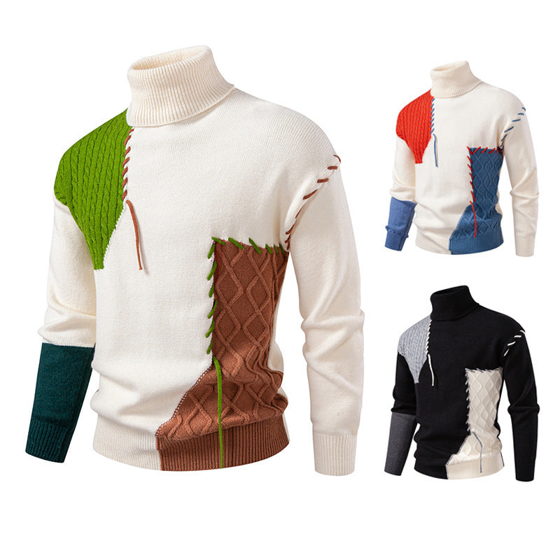 Herren Pullover Rollkragen Geometrisches Muster Modern - IdealeKleiden