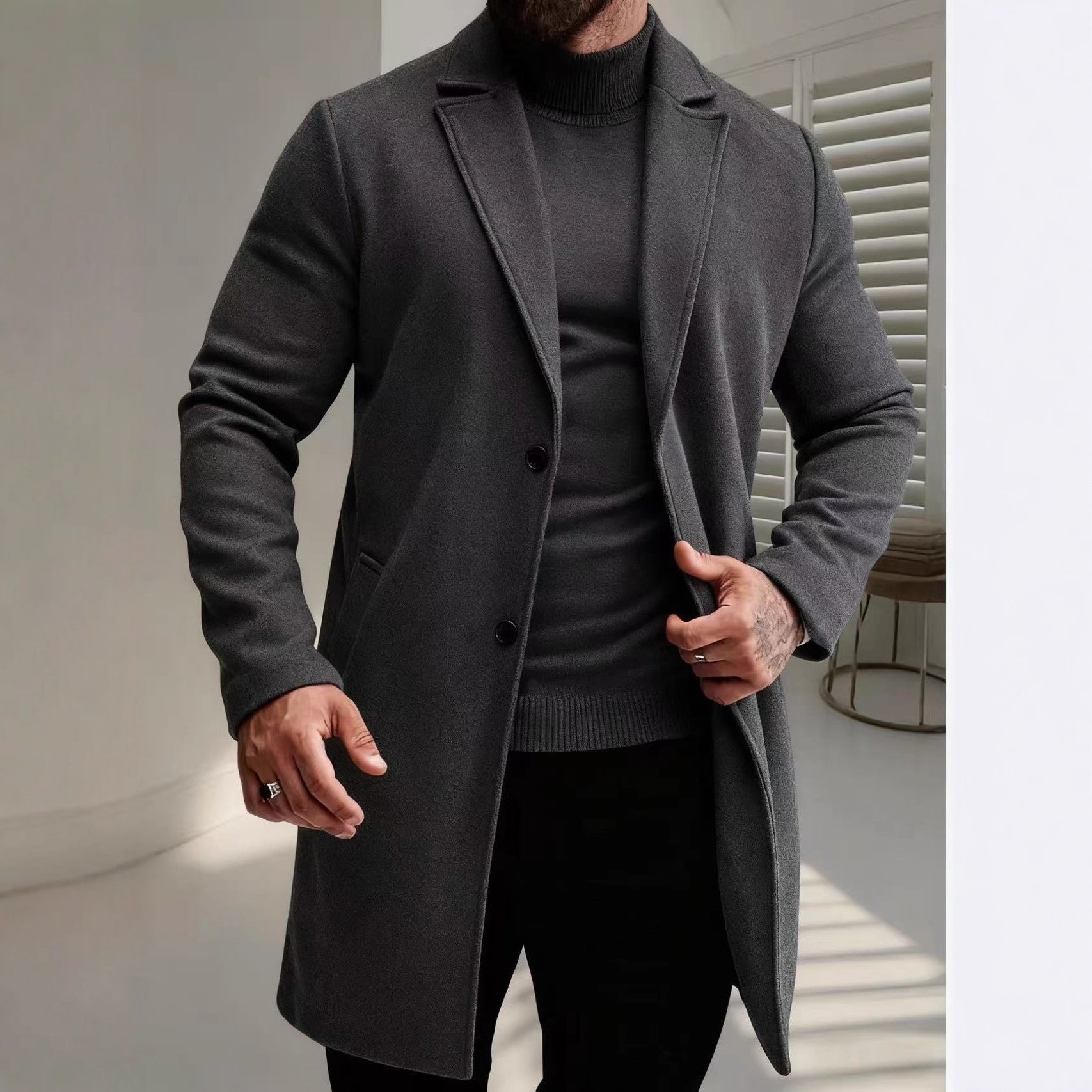 Herren Wollmantel Elegant Stylish Winter - IdealeKleiden