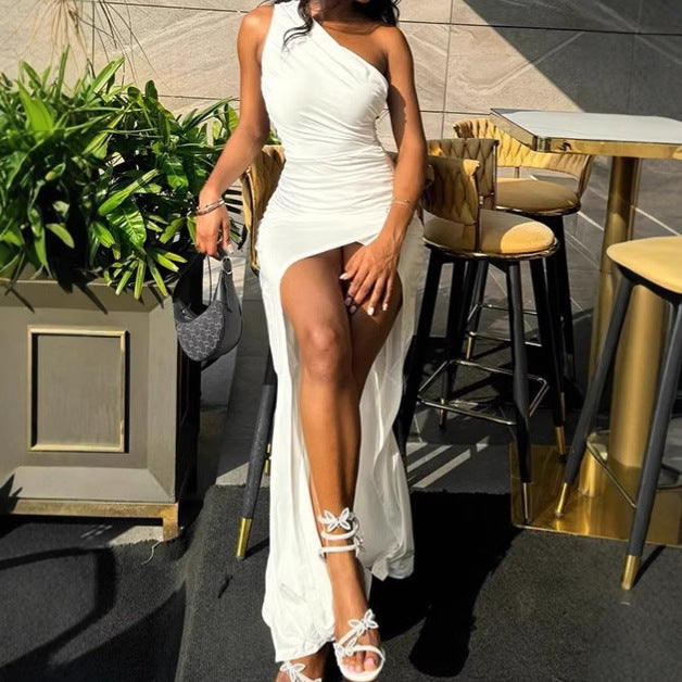 Damen Elegantes Schulterfreies Maxikleid mit Seitenschlitz - IdealeKleiden
