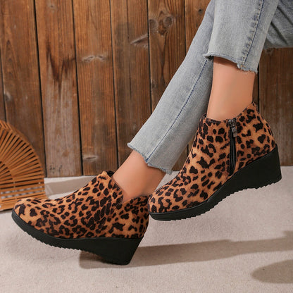 Damen Wedge-Stiefel Weiches Wildleder Schuhe - IdealeKleiden