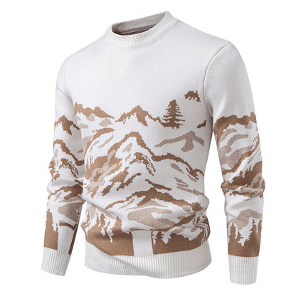 Herren Strickpullover Bergdesign Hochkragen Trendy