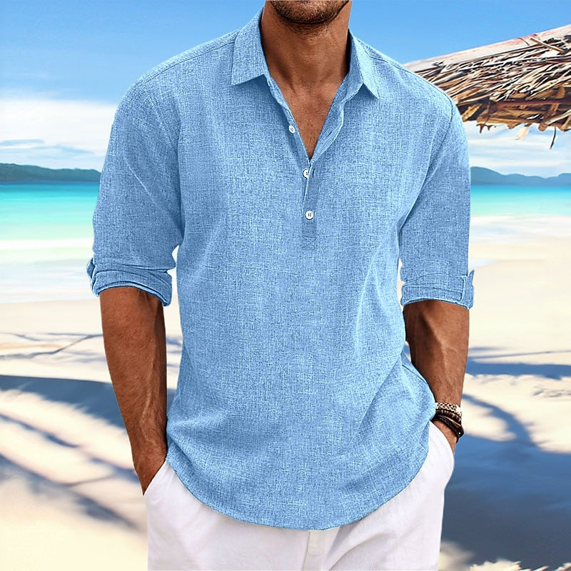 Herren Leinenhemd Bequem Sommer