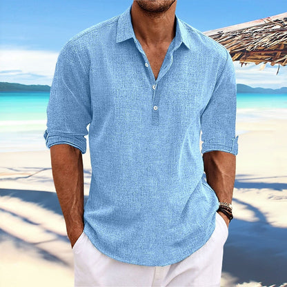 Herren Leinenhemd Bequem Sommer