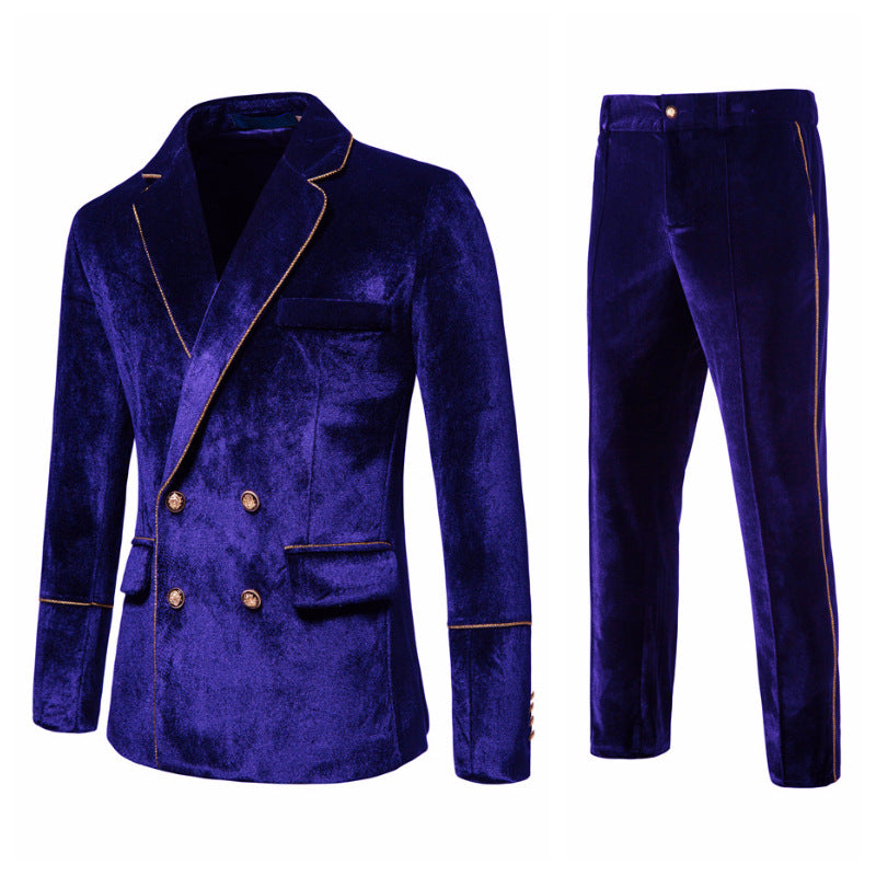 Herren Anzug Samt Elegant Gold