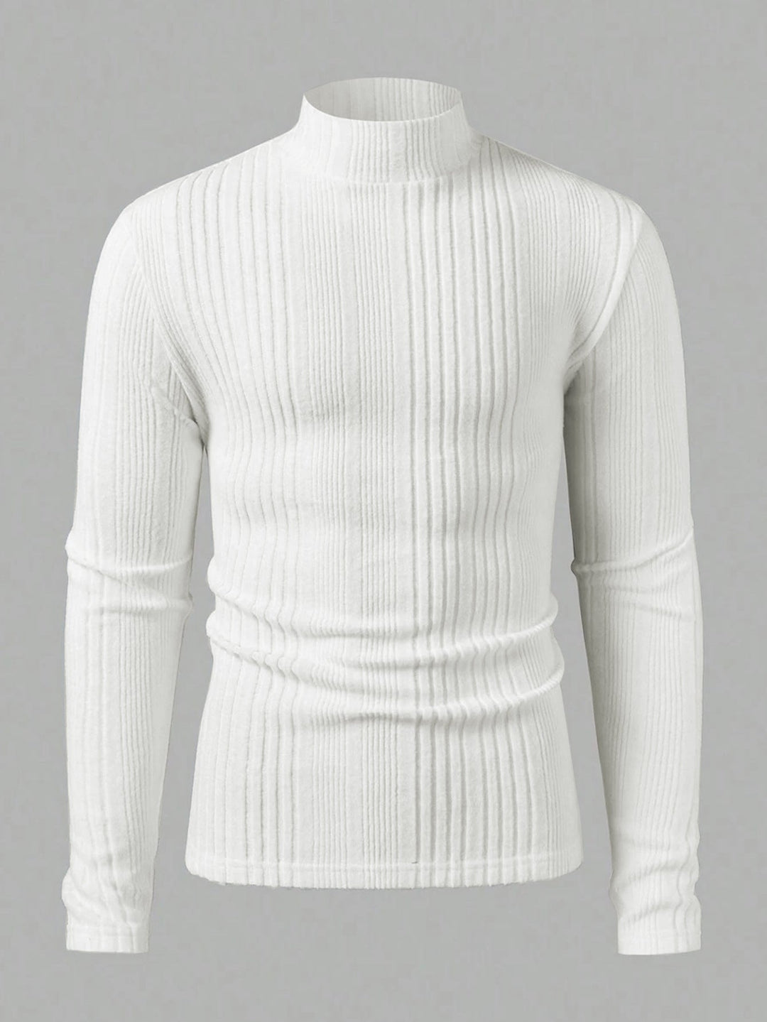 Herren Pullover Strick Hochkragen Rippoptik