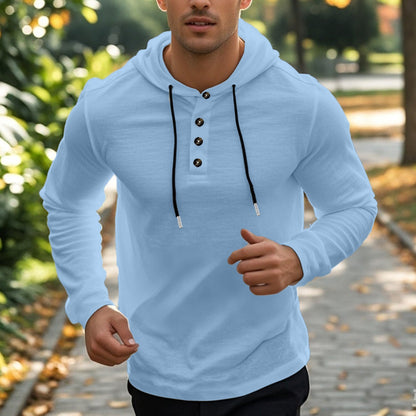 Herren Sport Hoodie mit Taschen und Knöpfen