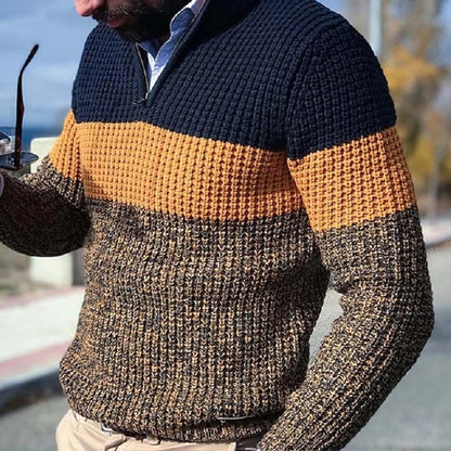 Herren Strickpullover Texturiert Halbzipper