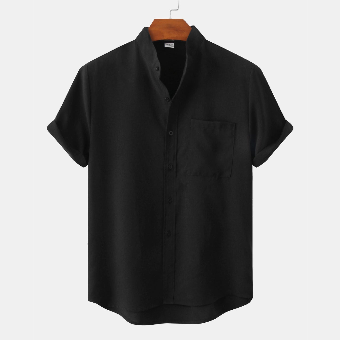 Herren Hemd Kurzarm Modern Stehkragen