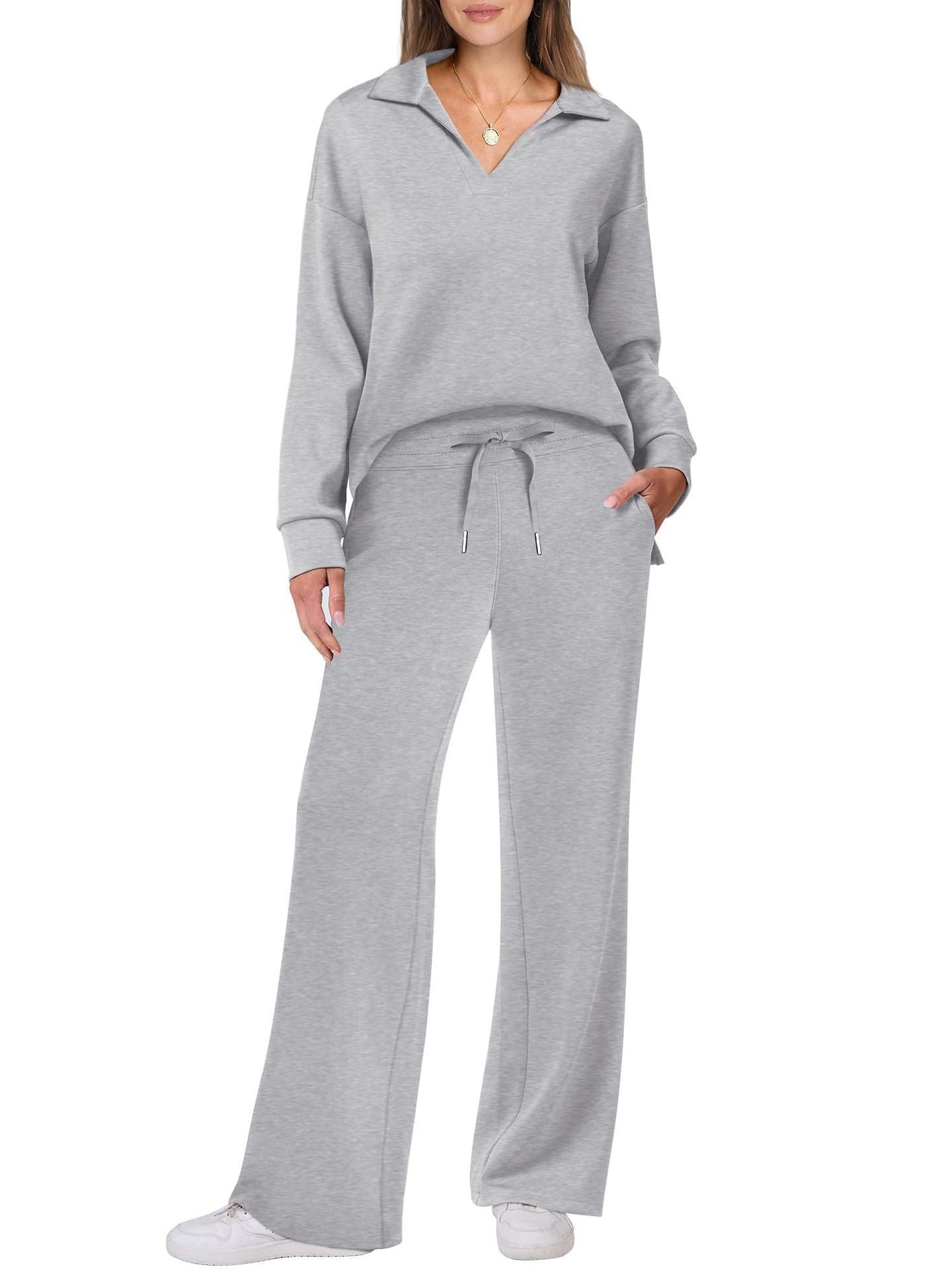 Damen Freizeitanzug Elegant V-AusschnittLocker Schnitt