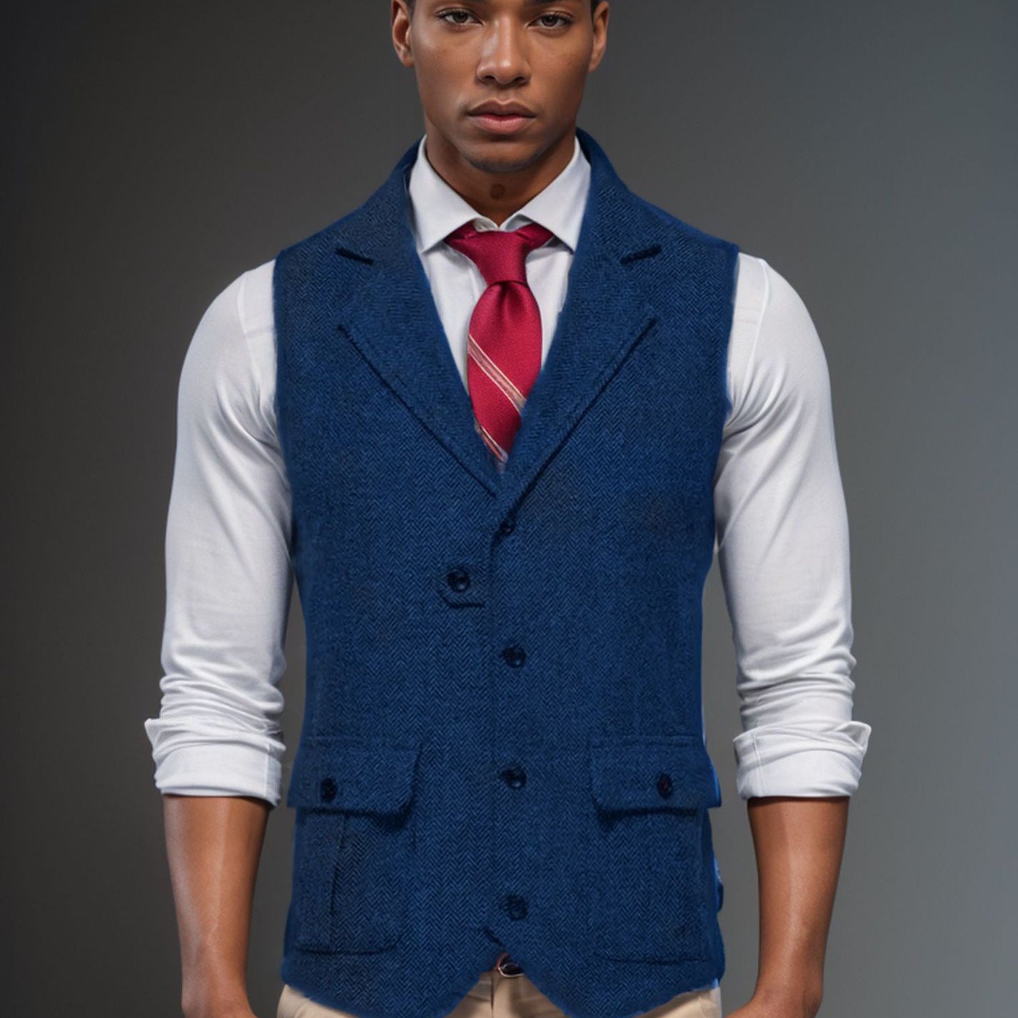 Herren Weste Klassisch Hahnentrittmuster Elegantes Design - IdealeKleiden