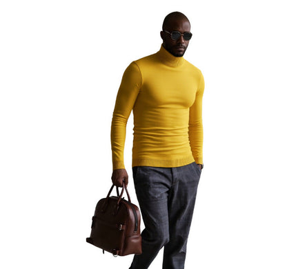 Herren Rollkragen Pullover Fein Strukturiert Elegantes Design