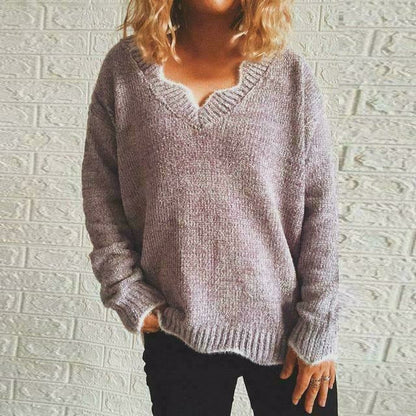 Damen Pullover Herbst Bequem Einfarbig