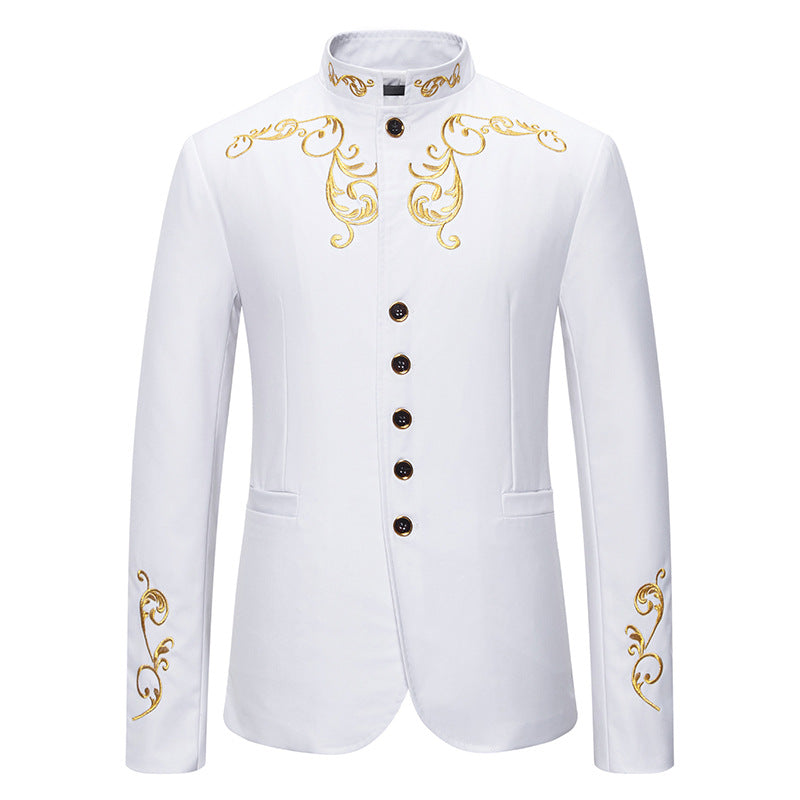 Herren Blazer Elegant Stickerei Schwarzes Design