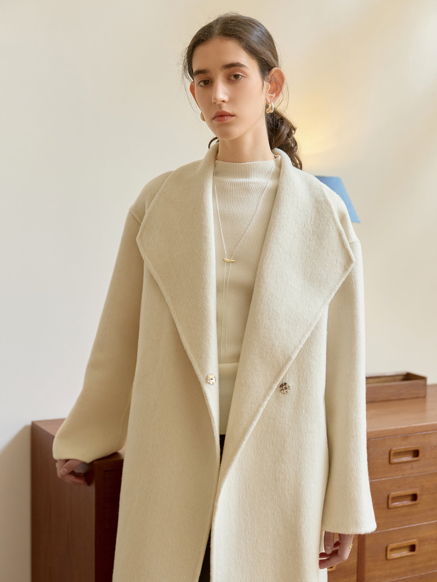 Übergrößer Langmantel Elegant Wickel Look