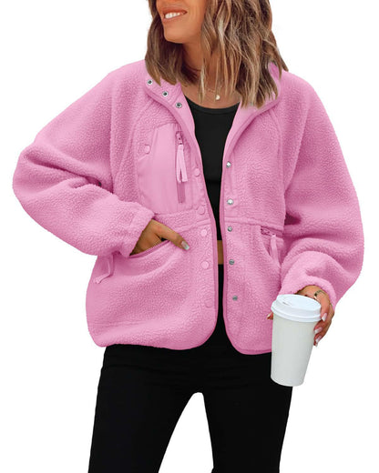 Damen Fleecejacke Weich und Warm mit Taschen