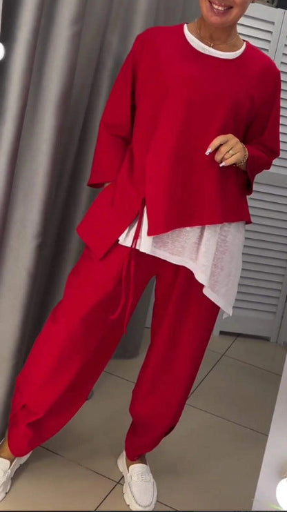 Damen Zweiteiler Lässig Asymmetrisch Trendy