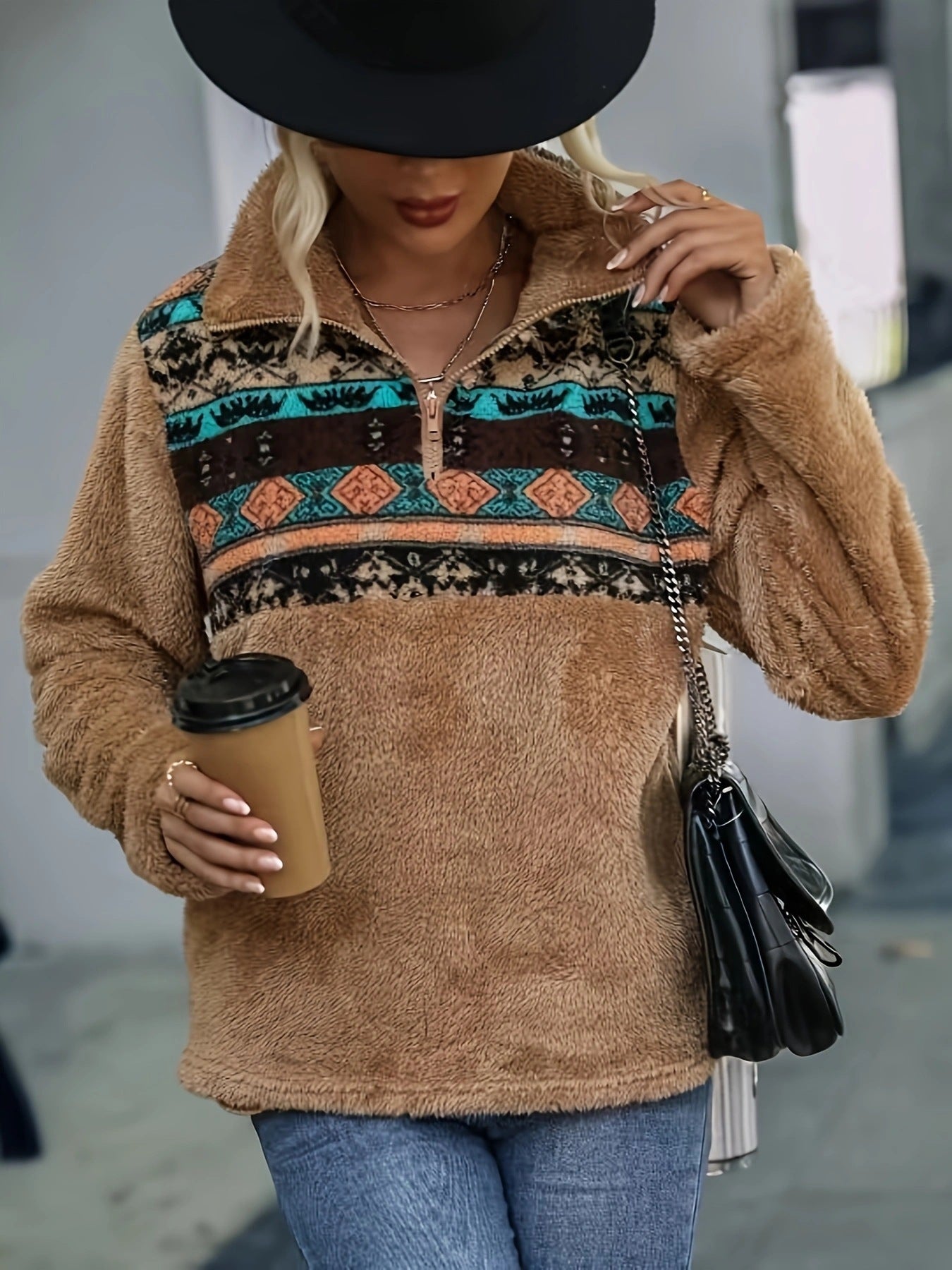 Damen Fleece-Pullover Bunt Modern Stylish