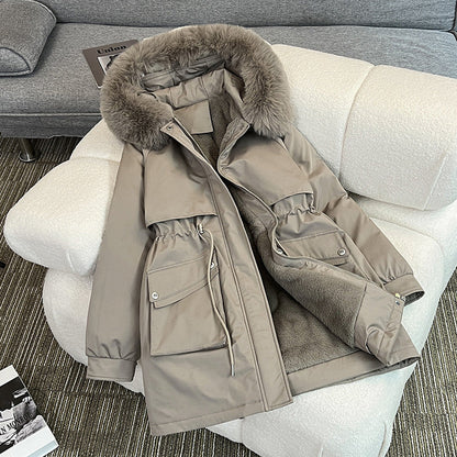 Damen Winterparka Modern Kuschelig Taschen