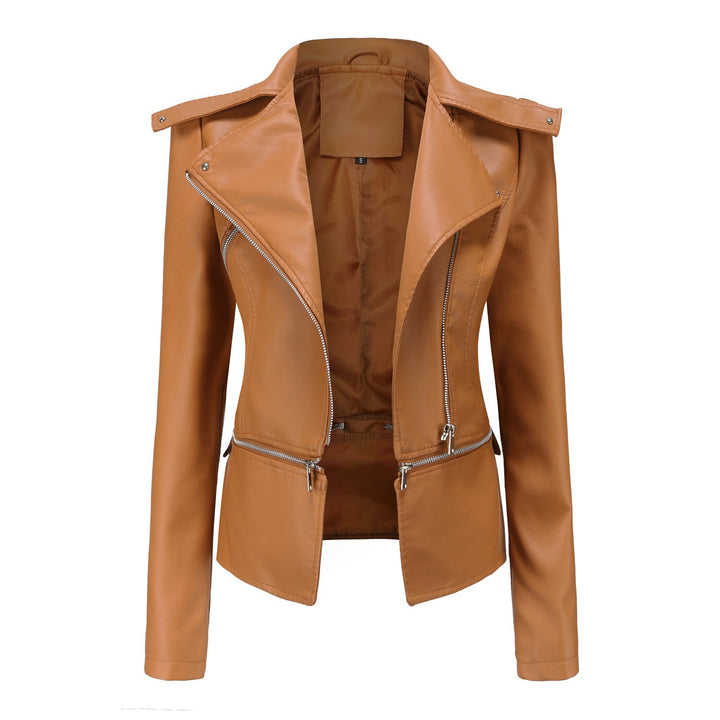 Damen Lederjacke Biker Style Asymmetrisch