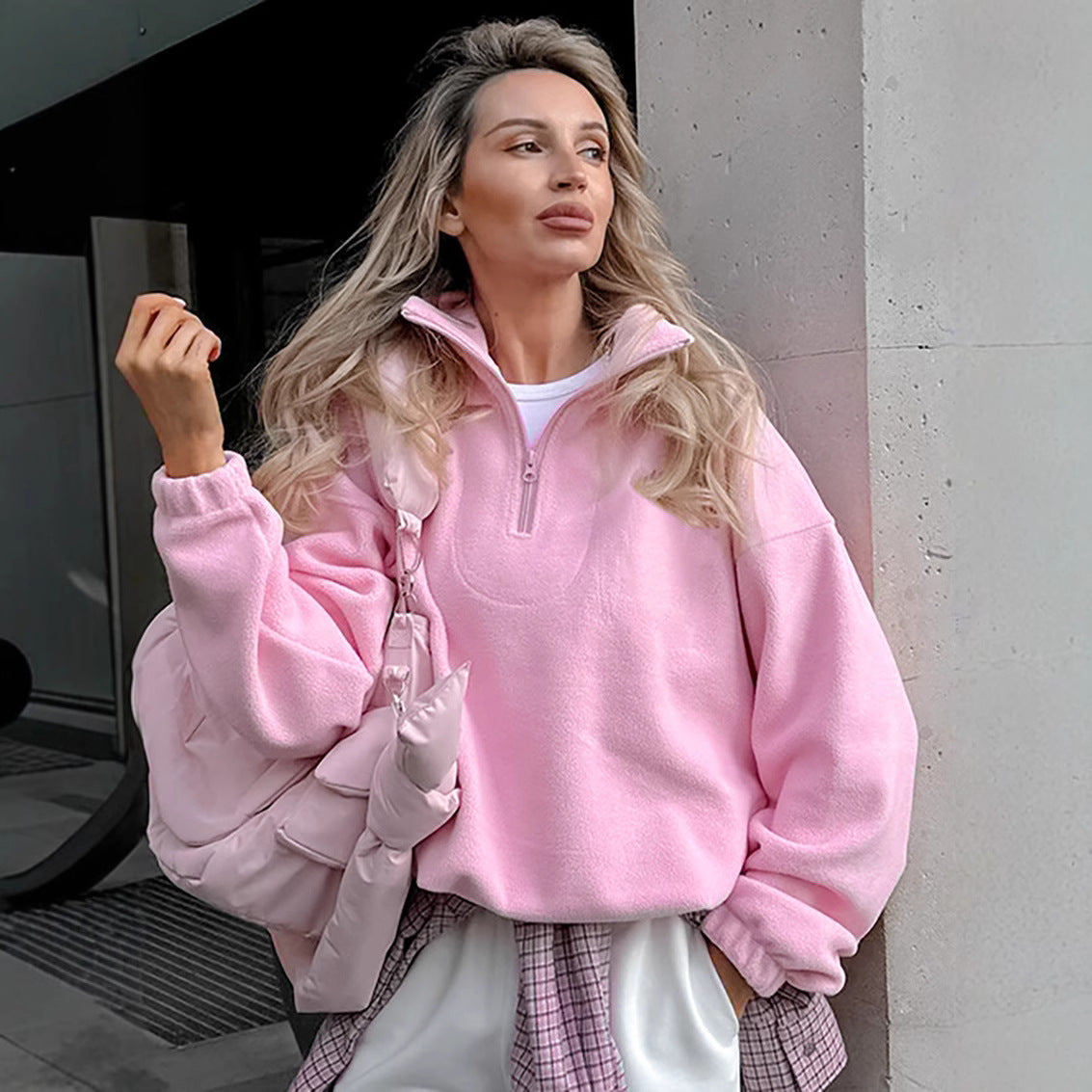 Damen Fleece Pullover Weich und Warm - IdealeKleiden