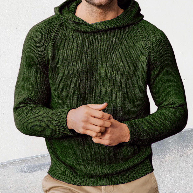 Herren Strickpullover Kapuze Feinmasche Modern