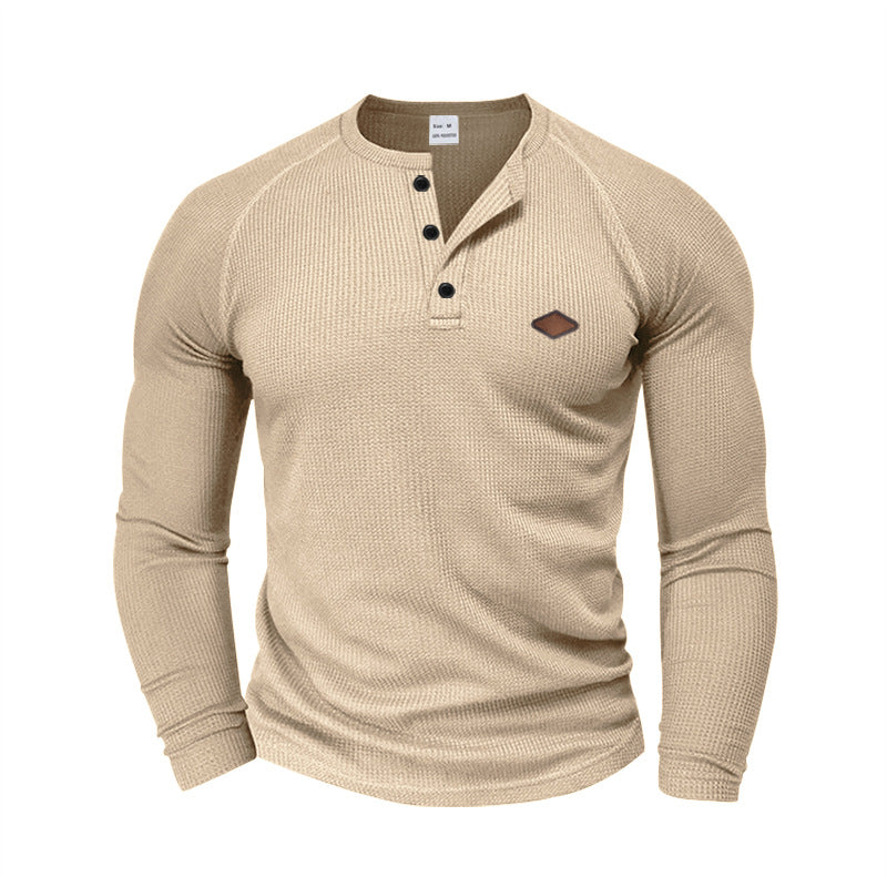 Herren Langarmshirt Strukturiert Modern Knopf Design