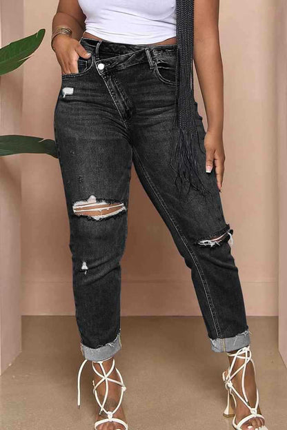 Damen Jeans Relaxed Fit Ripped Style