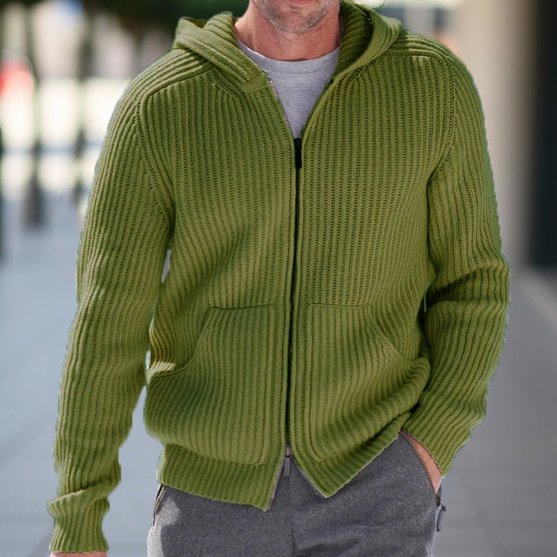 Herren Strickjacke Kapuze Warm Übergröße