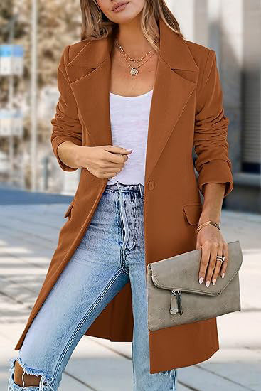 Damen Oversized Blazer Elegant Lang