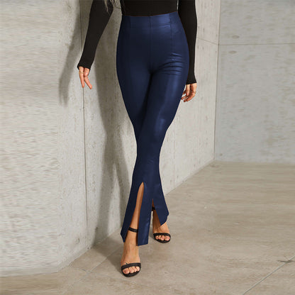Damen Leggings Hoch geschnitten Seitenschlitze Trendy