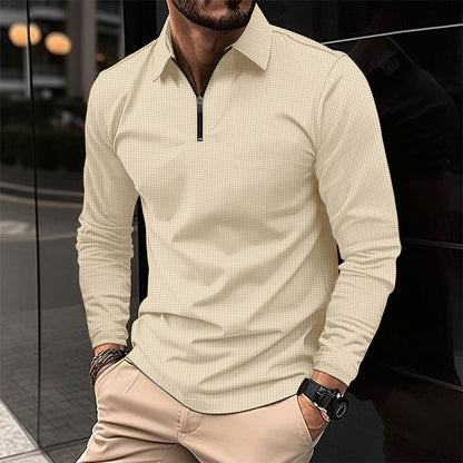 Herren Langarmshirt Modern Reißverschluss Strukturiert