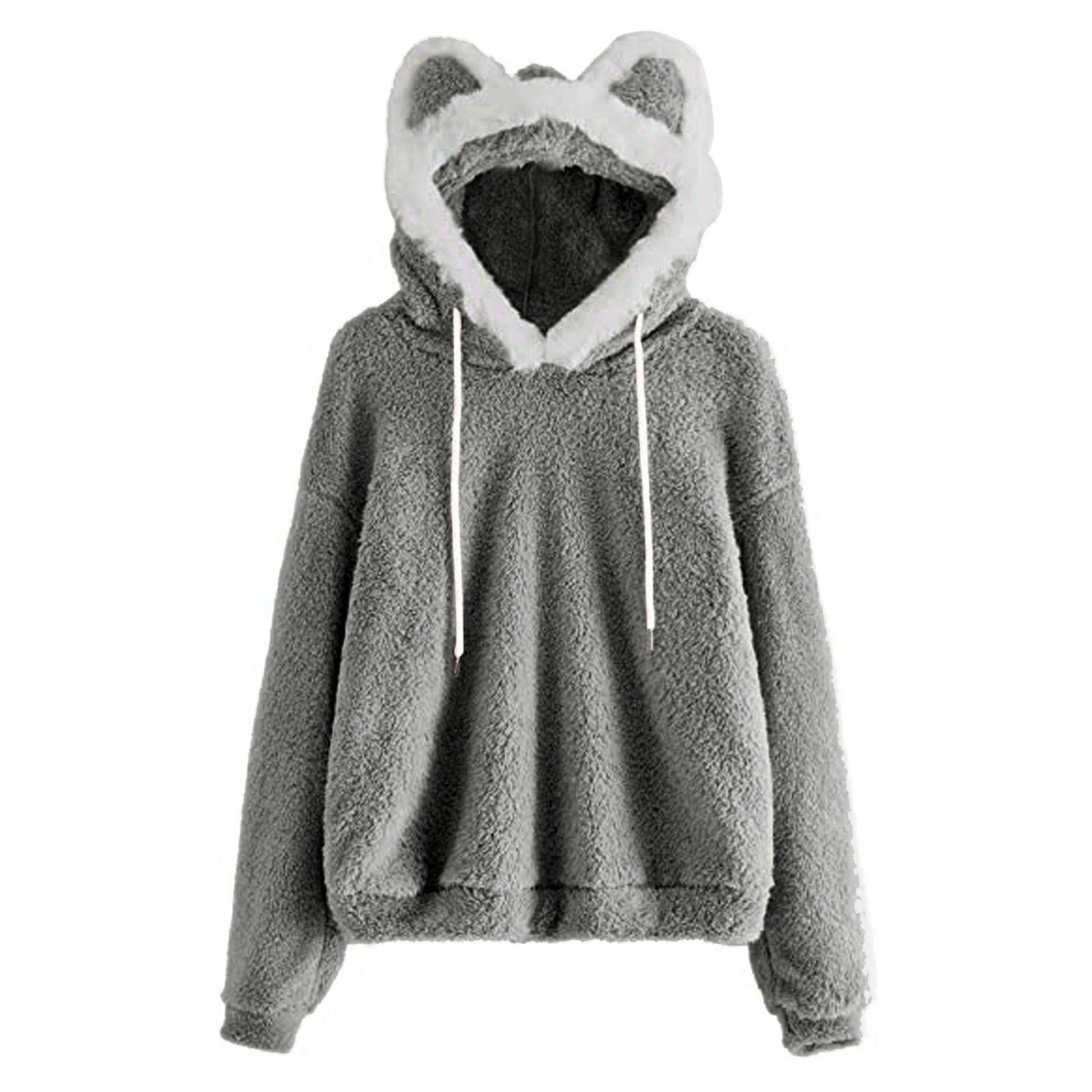 Damen Hoodie Kuschelig Katzengesicht Süß