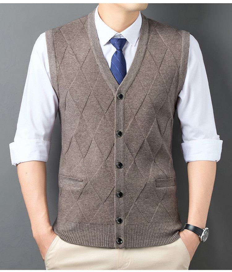 Herren Strickweste Klassisch Rautenmuster Elegante Optik