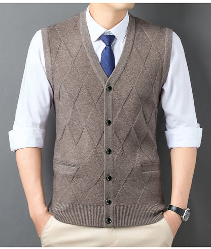 Herren Strickweste Klassisch Rautenmuster Elegante Optik