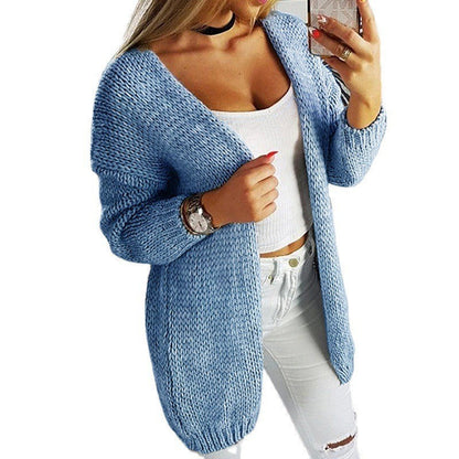 Damen Cardigan Lässig Offen V-Ausschnitt