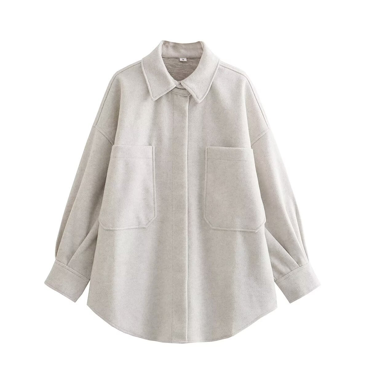 Damen Wolljacke Oversized mit Taschen und Chic Design