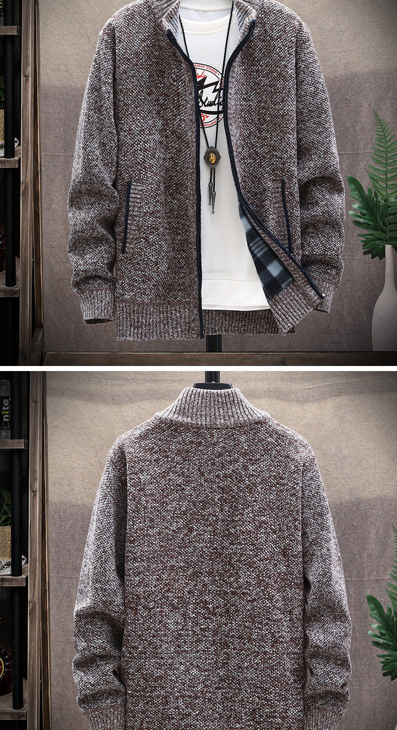 Herren Strickjacke Stehkragen Modern Taschen
