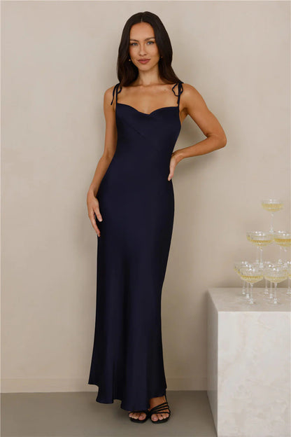 Damen Satinkleid Elegant Lang Maxi-Schnitt