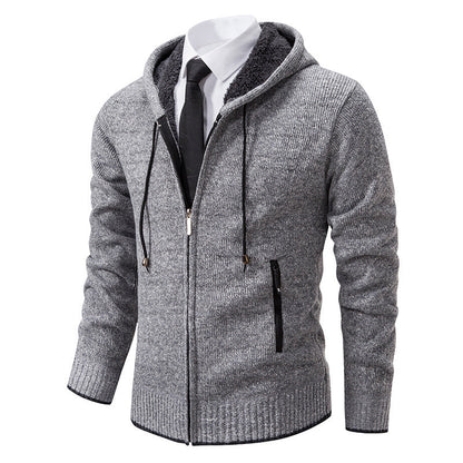 Herren Strickjacke Kapuze Weich Futter Winter