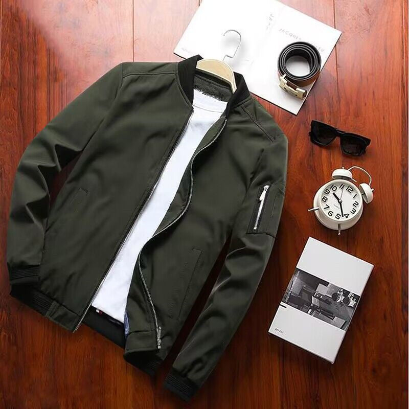 Herren Bomberjacke Modern Sportlich Mit Taschen