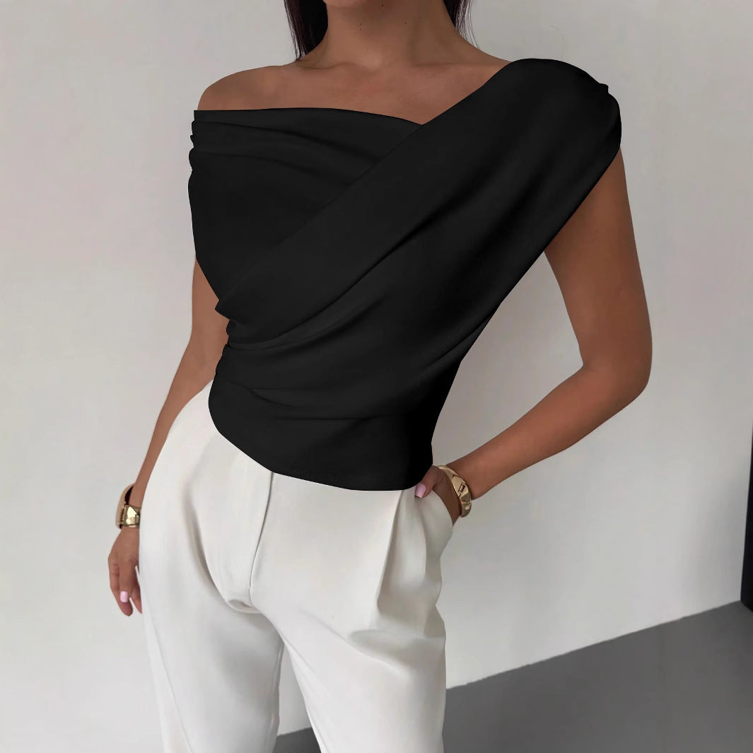 Damen Oberteil Elegant Asymmetrisch Schnitt