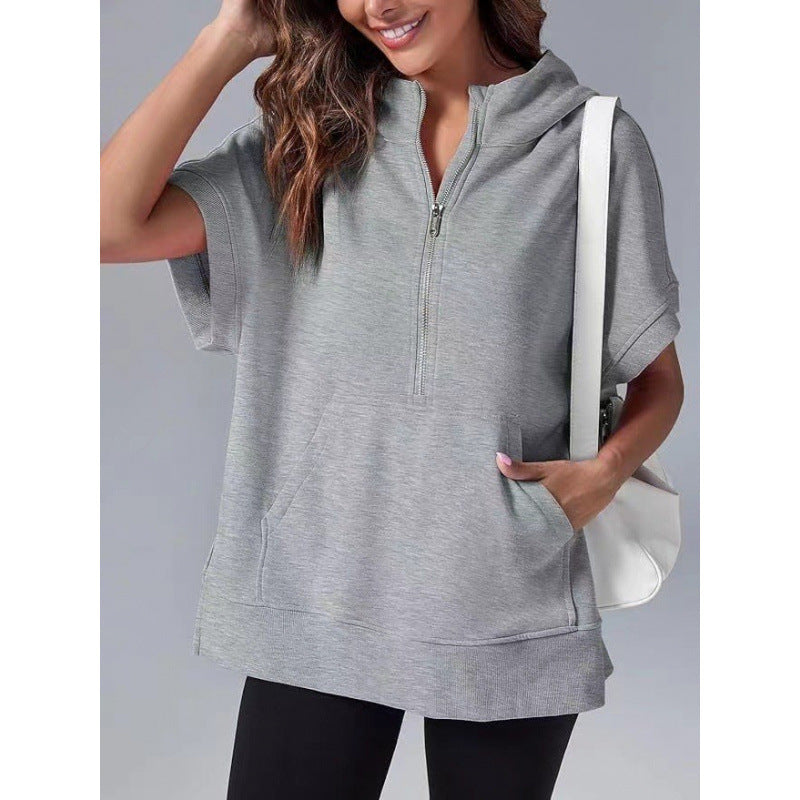 Damen Kapuzenpullover Lässig Mit Taschen Und Reißverschluss