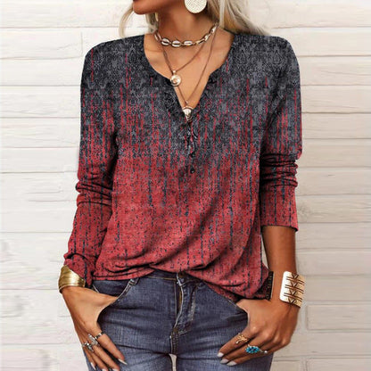 Damen Casual-Shirt Langarm Muster Trendy
